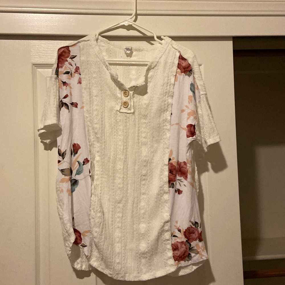 White with flowers on it